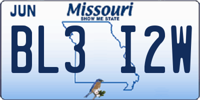 MO license plate BL3I2W