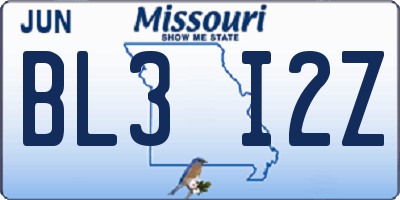 MO license plate BL3I2Z