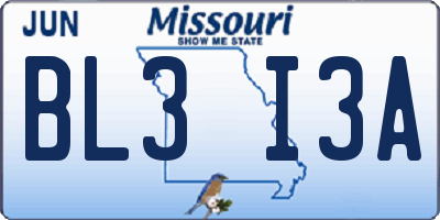 MO license plate BL3I3A