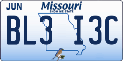MO license plate BL3I3C