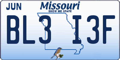 MO license plate BL3I3F