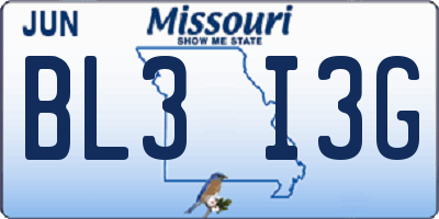 MO license plate BL3I3G