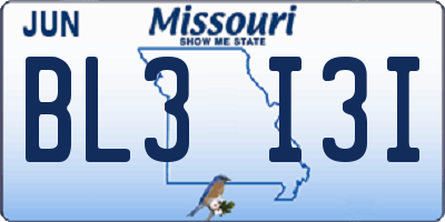 MO license plate BL3I3I