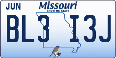 MO license plate BL3I3J