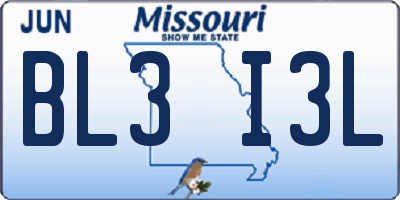 MO license plate BL3I3L