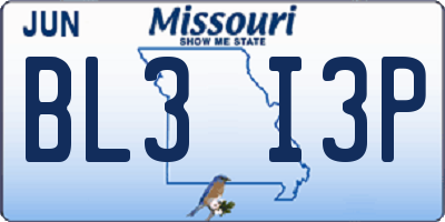 MO license plate BL3I3P