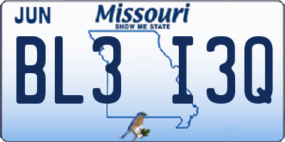 MO license plate BL3I3Q