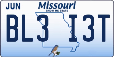 MO license plate BL3I3T