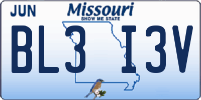 MO license plate BL3I3V