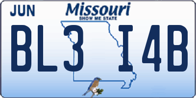 MO license plate BL3I4B