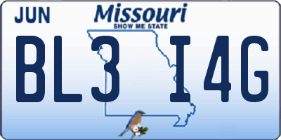MO license plate BL3I4G