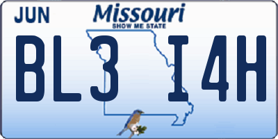 MO license plate BL3I4H