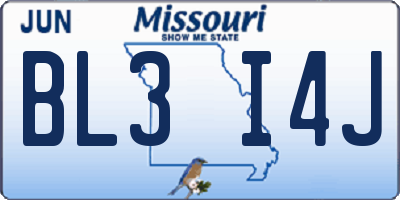 MO license plate BL3I4J