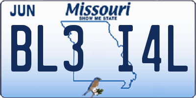 MO license plate BL3I4L