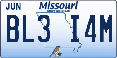 MO license plate BL3I4M