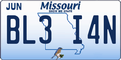 MO license plate BL3I4N