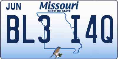 MO license plate BL3I4Q