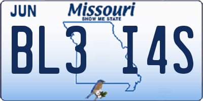 MO license plate BL3I4S