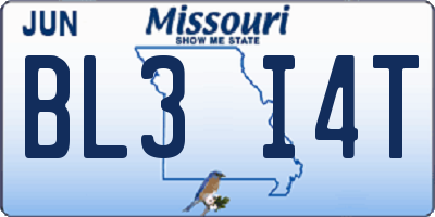 MO license plate BL3I4T
