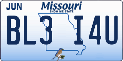 MO license plate BL3I4U