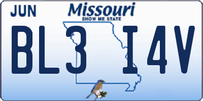 MO license plate BL3I4V