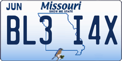 MO license plate BL3I4X