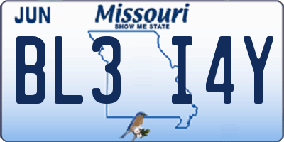 MO license plate BL3I4Y