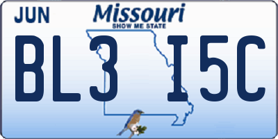 MO license plate BL3I5C