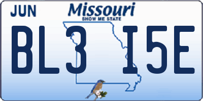 MO license plate BL3I5E
