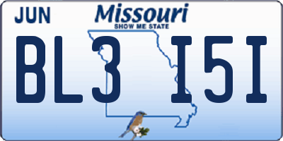 MO license plate BL3I5I