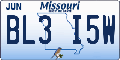 MO license plate BL3I5W