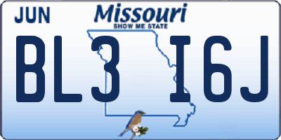 MO license plate BL3I6J
