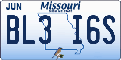 MO license plate BL3I6S