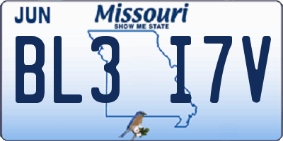 MO license plate BL3I7V