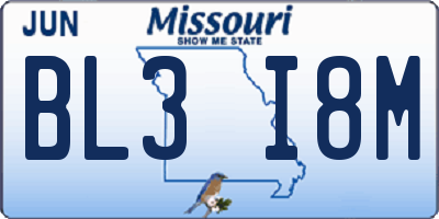 MO license plate BL3I8M