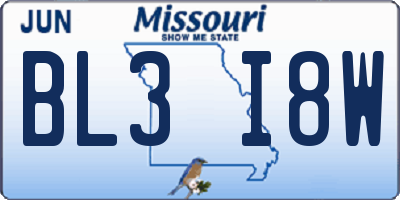 MO license plate BL3I8W