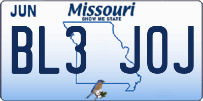 MO license plate BL3J0J