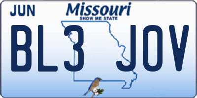 MO license plate BL3J0V