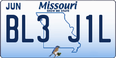 MO license plate BL3J1L