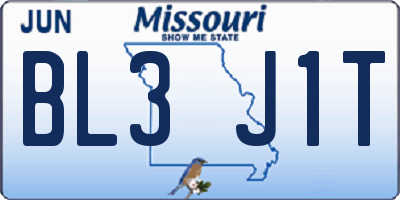 MO license plate BL3J1T