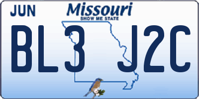 MO license plate BL3J2C