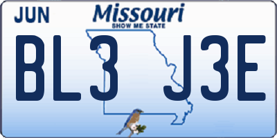 MO license plate BL3J3E