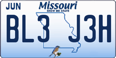 MO license plate BL3J3H
