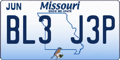MO license plate BL3J3P