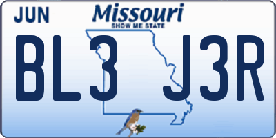 MO license plate BL3J3R