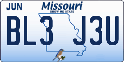 MO license plate BL3J3U