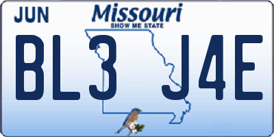 MO license plate BL3J4E