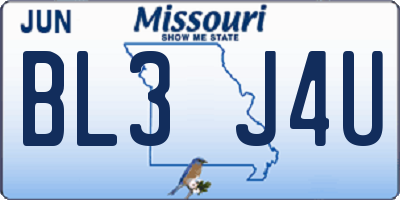 MO license plate BL3J4U