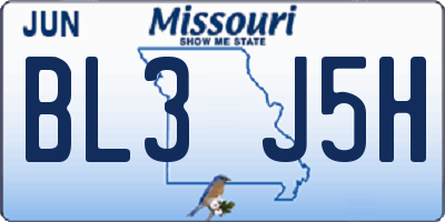 MO license plate BL3J5H