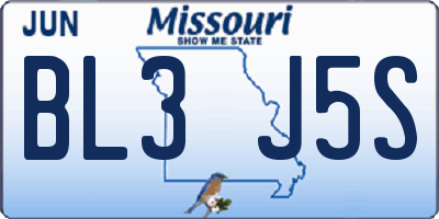 MO license plate BL3J5S